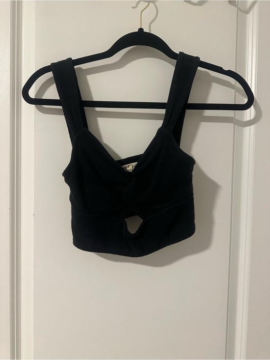 Madewell Tops - Madewell Black Cropped Twist-Front Tank